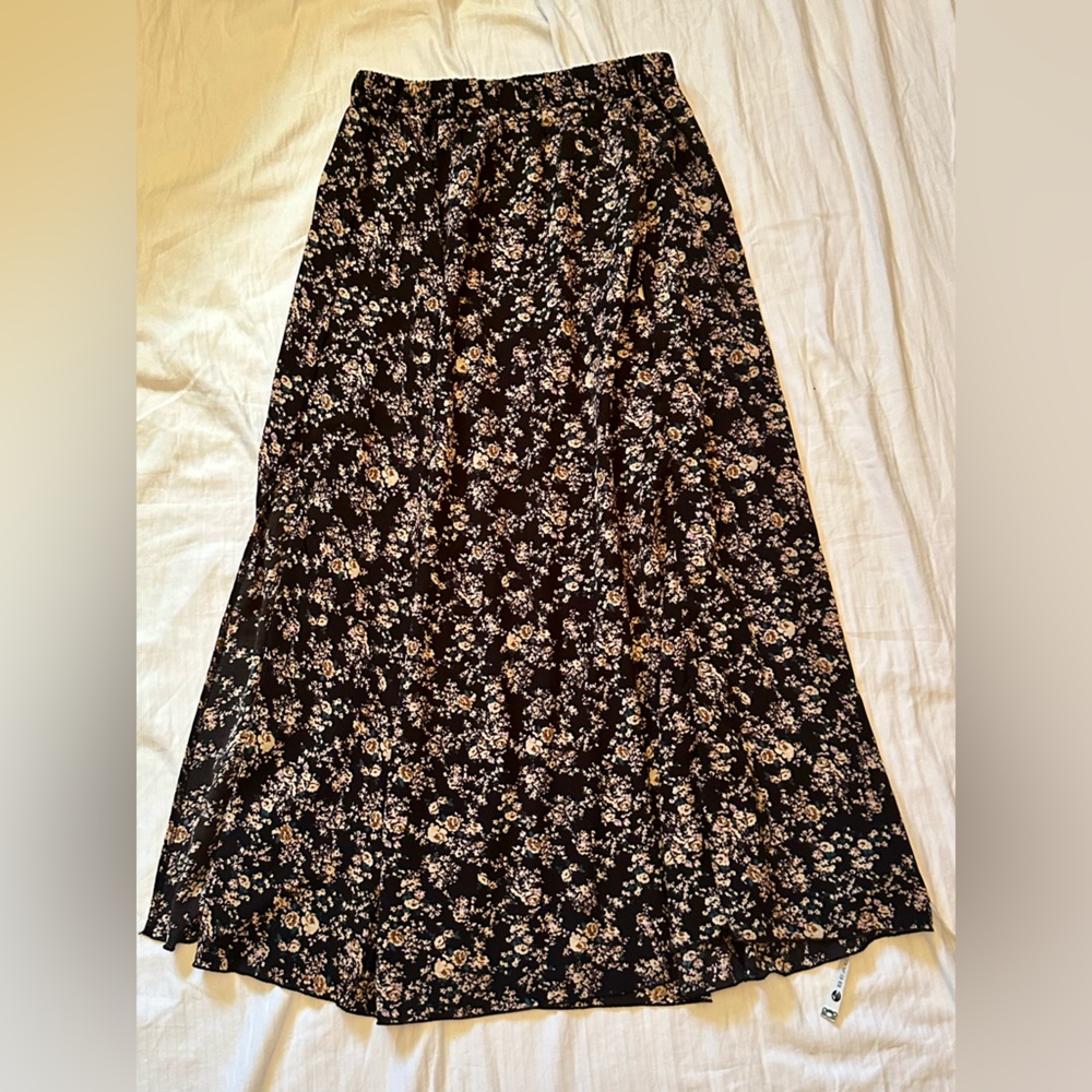 Floral Black Maxi Skirt